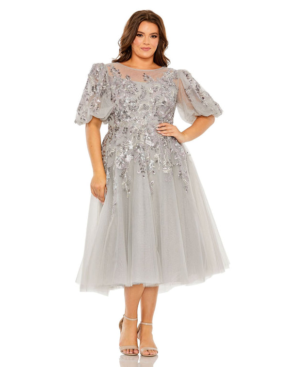 Plus Size Glitter Tea Length Dress Glitter Tea Length Plus Size Mac Duggal 20475