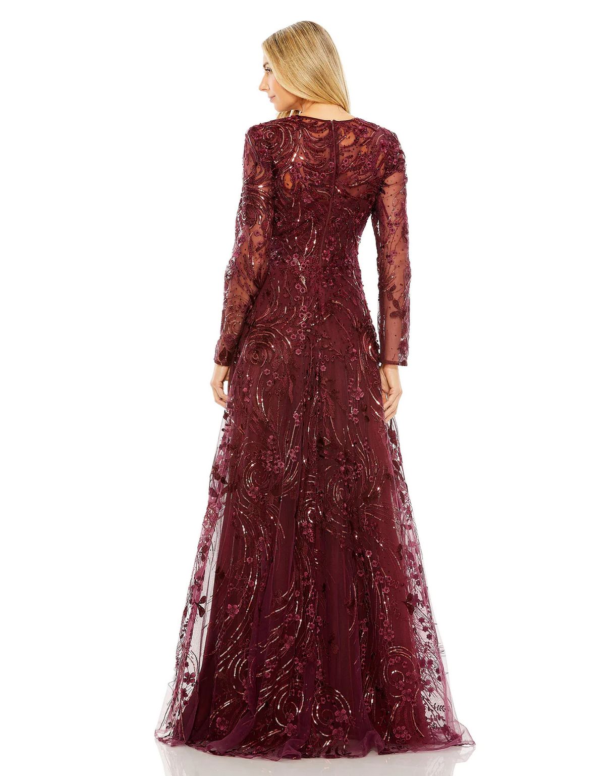 Formal Dresses Long Sleeve A Line Formal Dress Wine