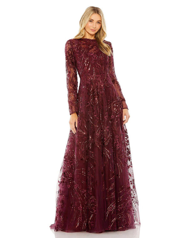 Long Sleeve A Line Formal Dress A Line Fit & Long Sleeves Mac Duggal 20479