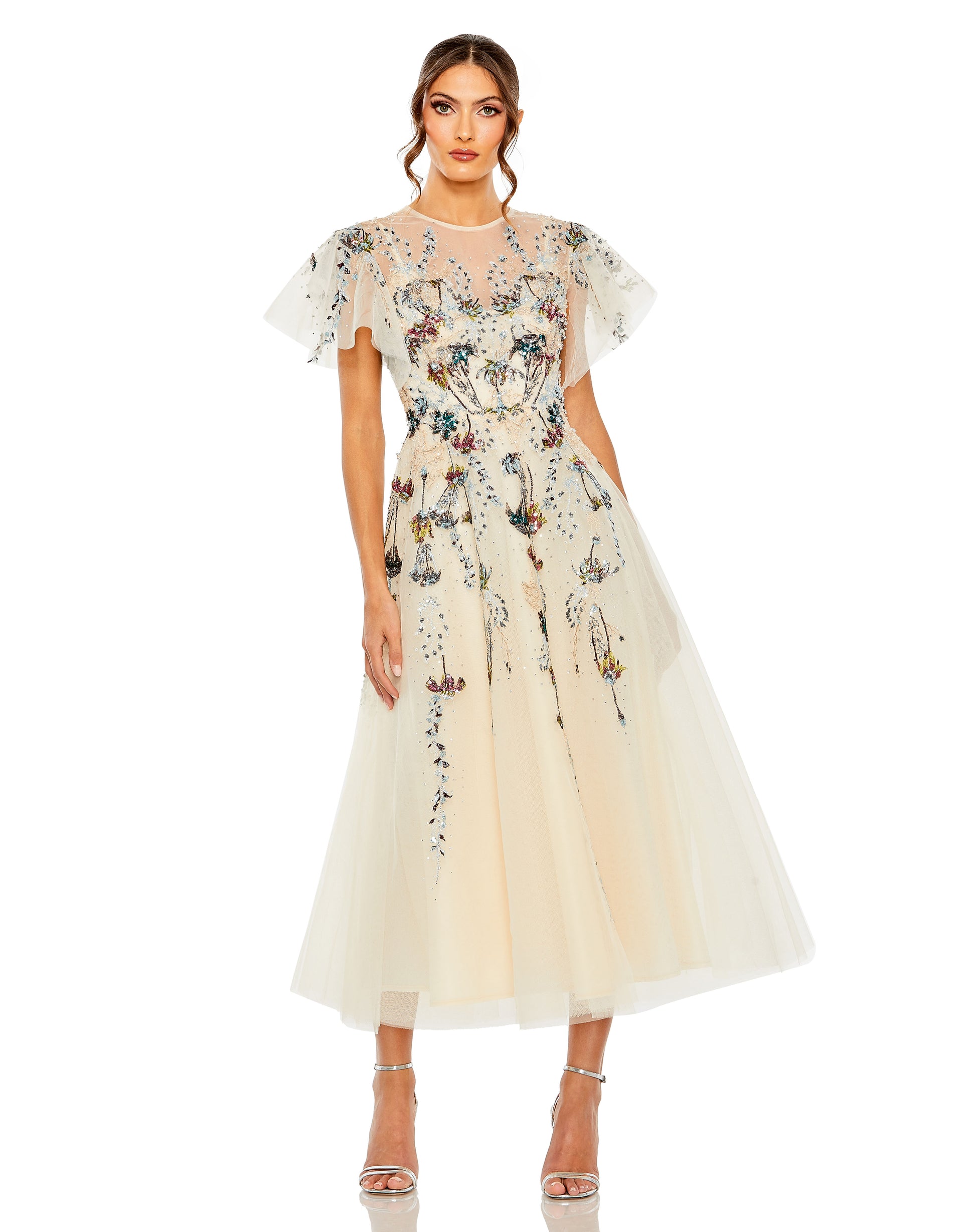 Mac Duggal 20510 Formal Beaded Tea length Cocktail Dress