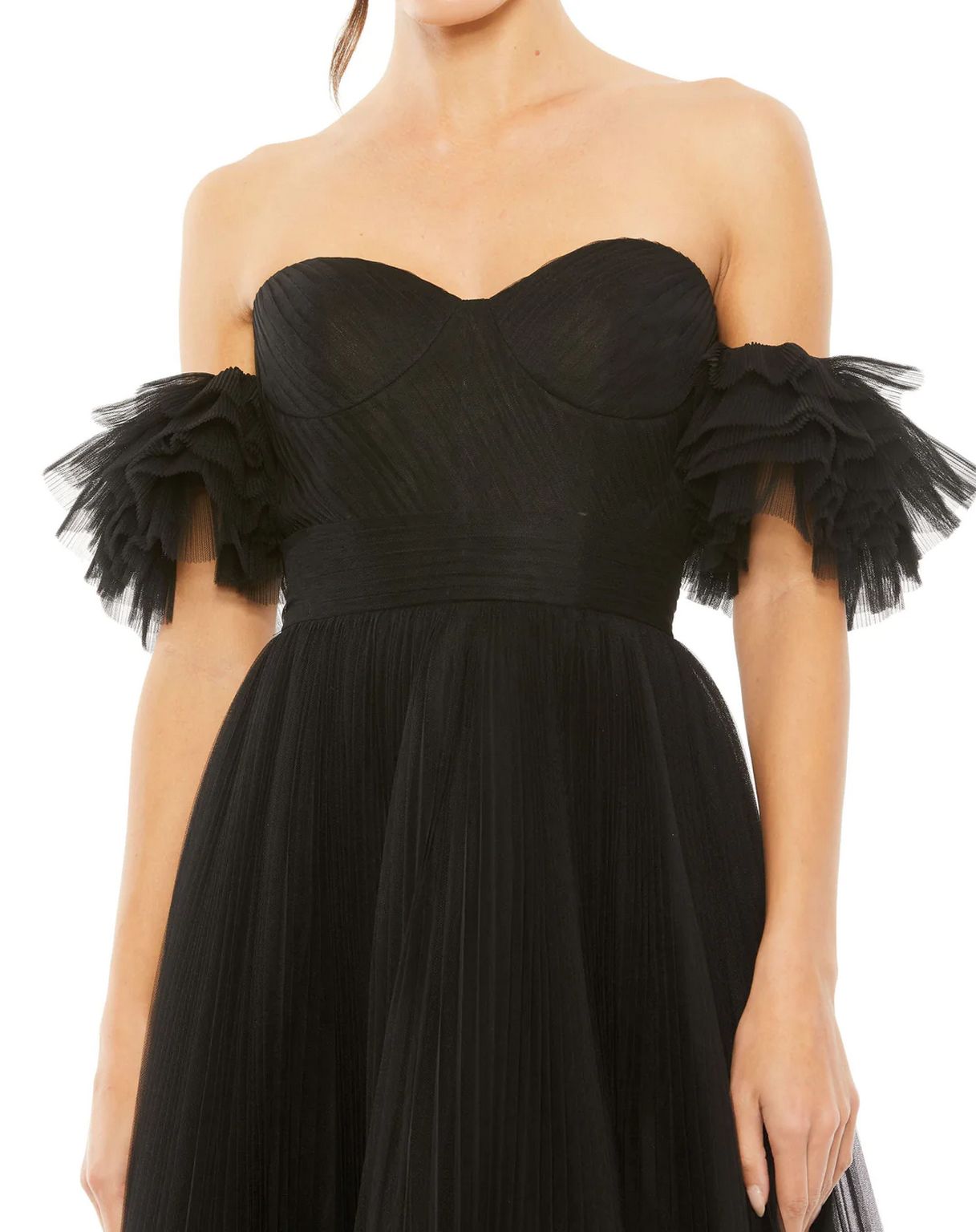 Mac Duggal 20517 Long Off Shoulder Tulle A Line Dress