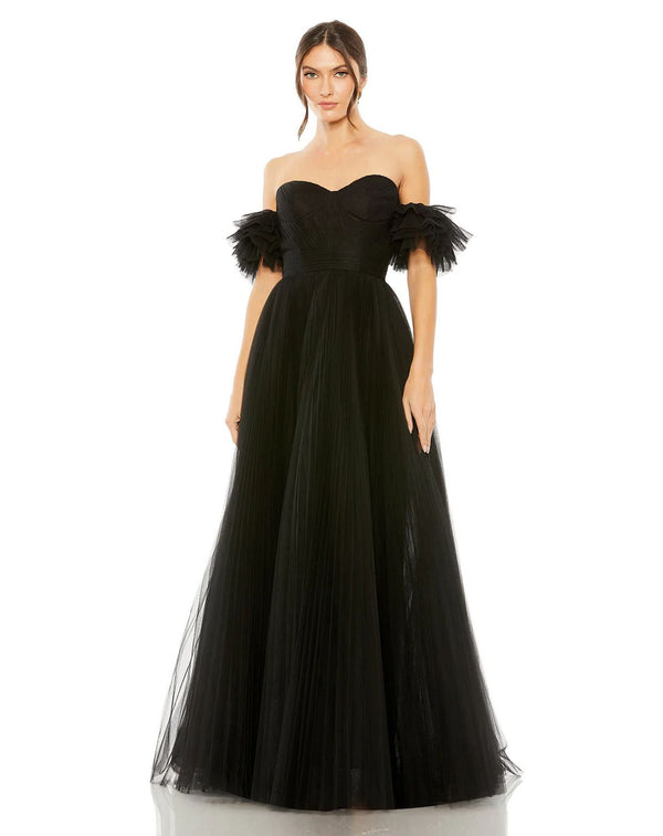 Long Off Shoulder Tulle A Line Dress Off Shoulder & Tulle Fabric Mac Duggal 20517