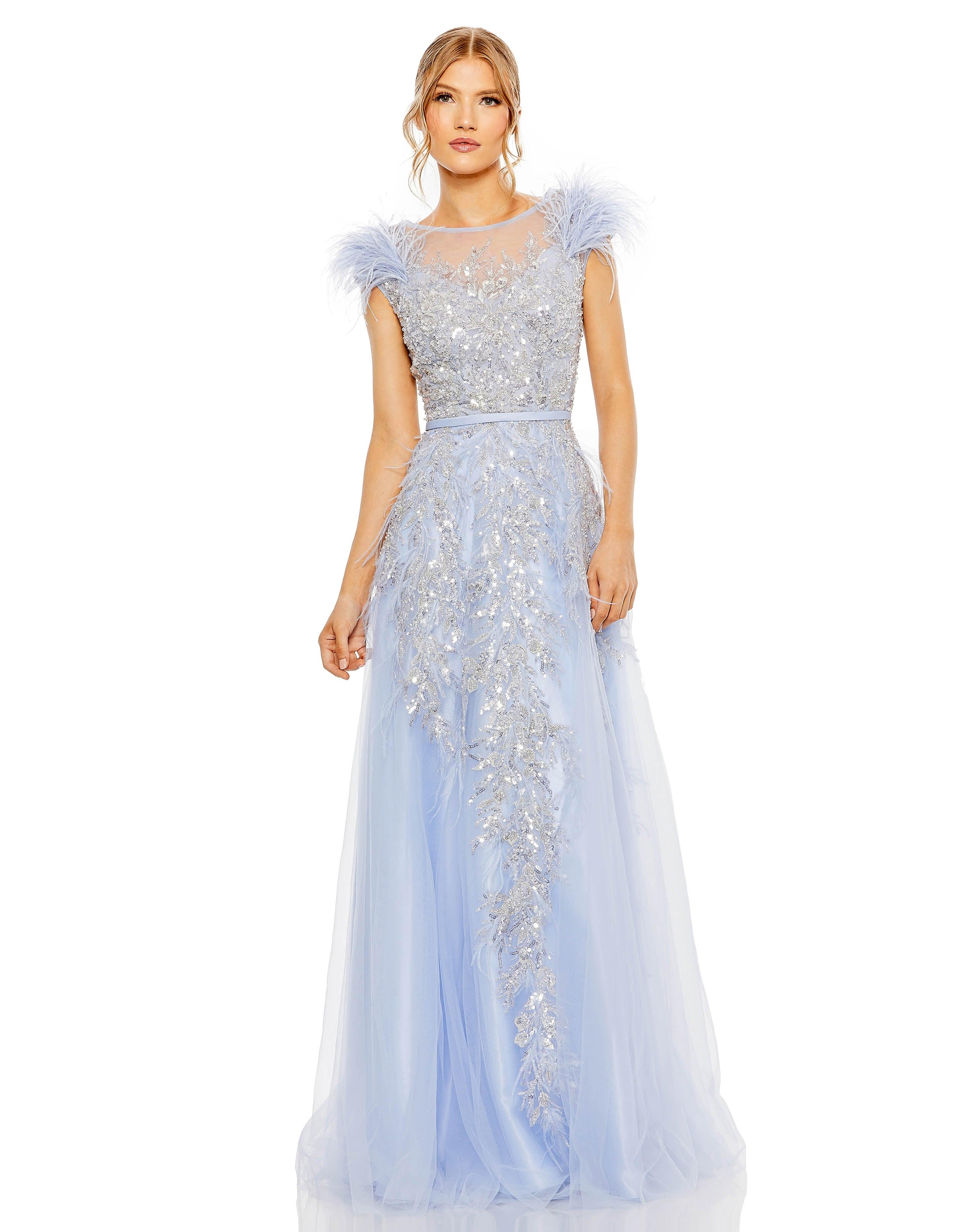 Formal Dresses Long Cap Sleeve Formal Dress Periwinkle