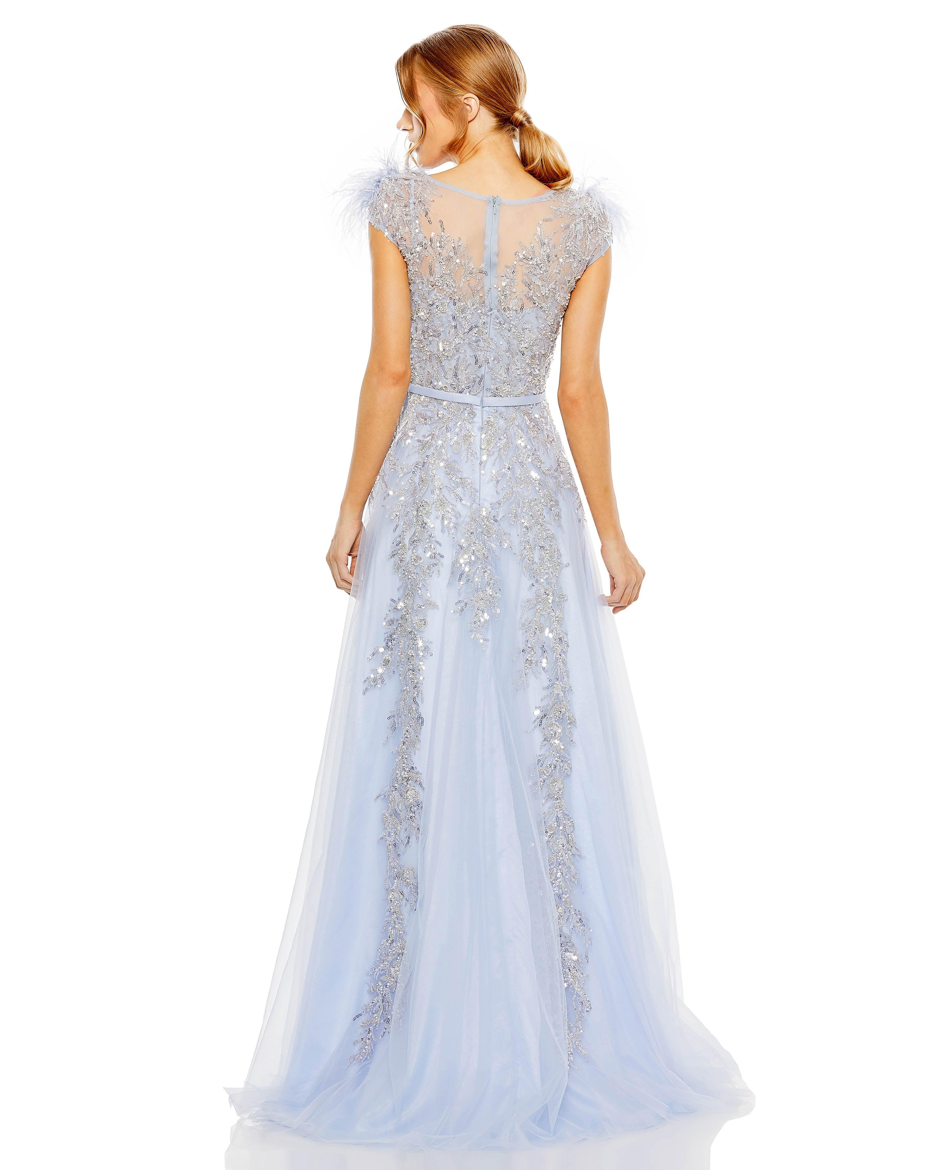 Formal Dresses Long Cap Sleeve Formal Dress Periwinkle