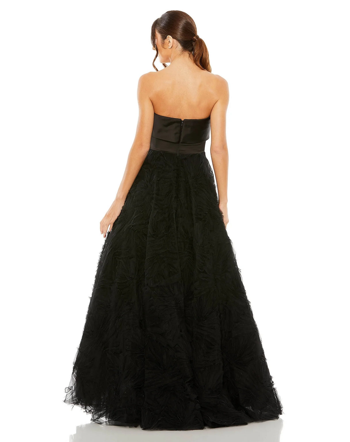 Mac Duggal 20584 High Low Strapless Front Bow Knot Tulle Dress