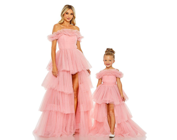 High Low Off Shoulder Flower Girl Ball Gown Off Shoulder High Low Mac Duggal 20586
