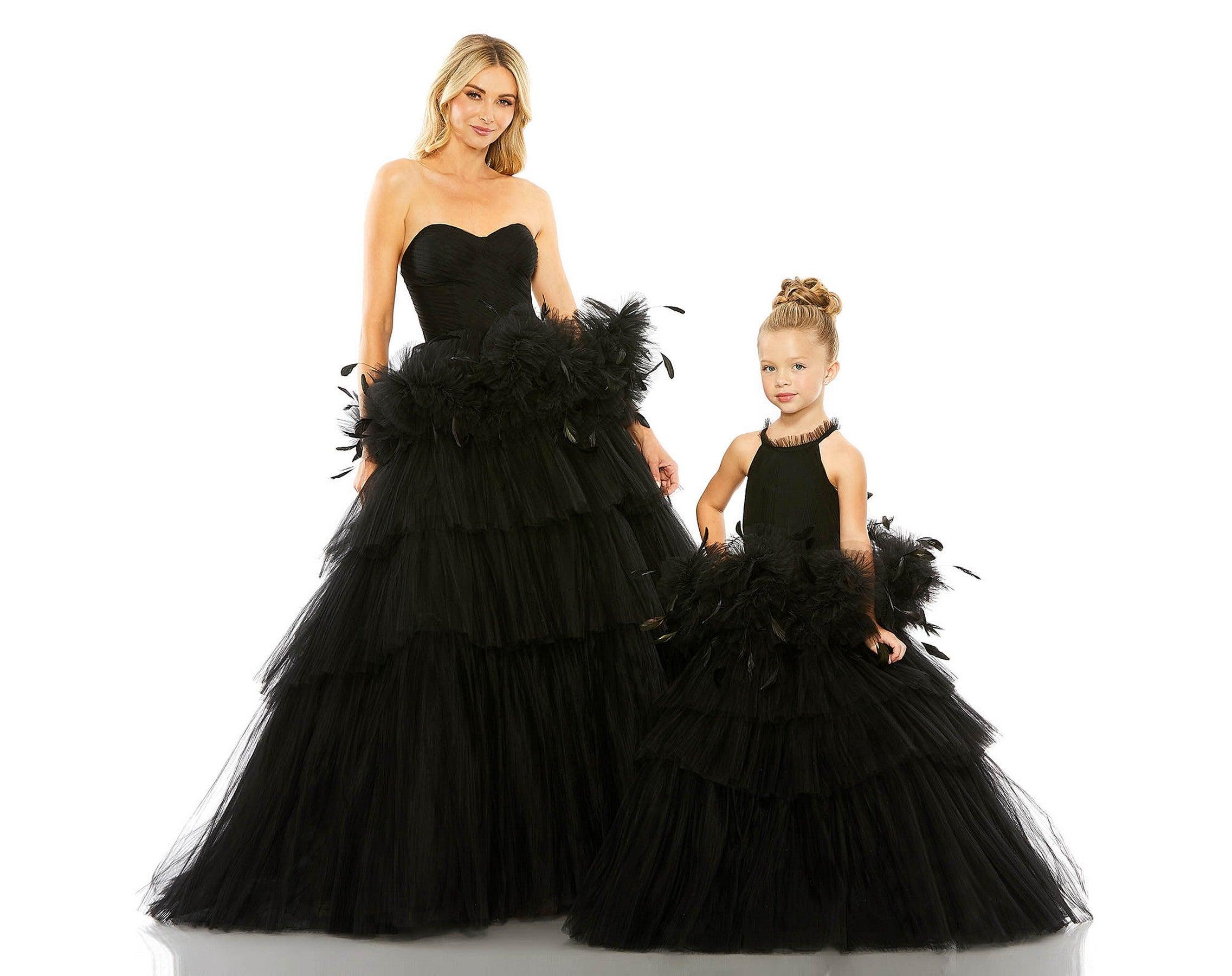 Flower Girl Dresses Little Girls Long Ball Gown Halter Dress Black