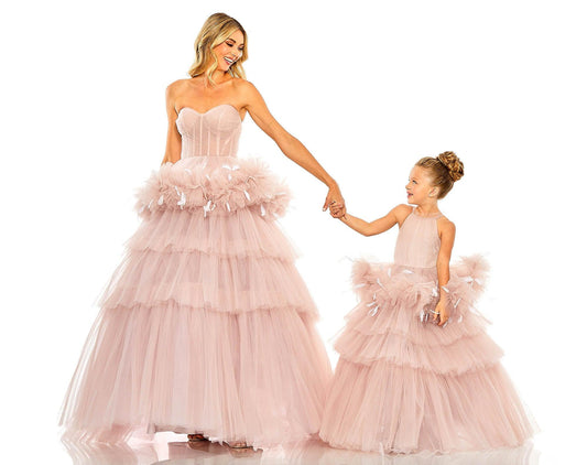 Flower Girl Dresses Little Girls Long Ball Gown Halter Dress Rose