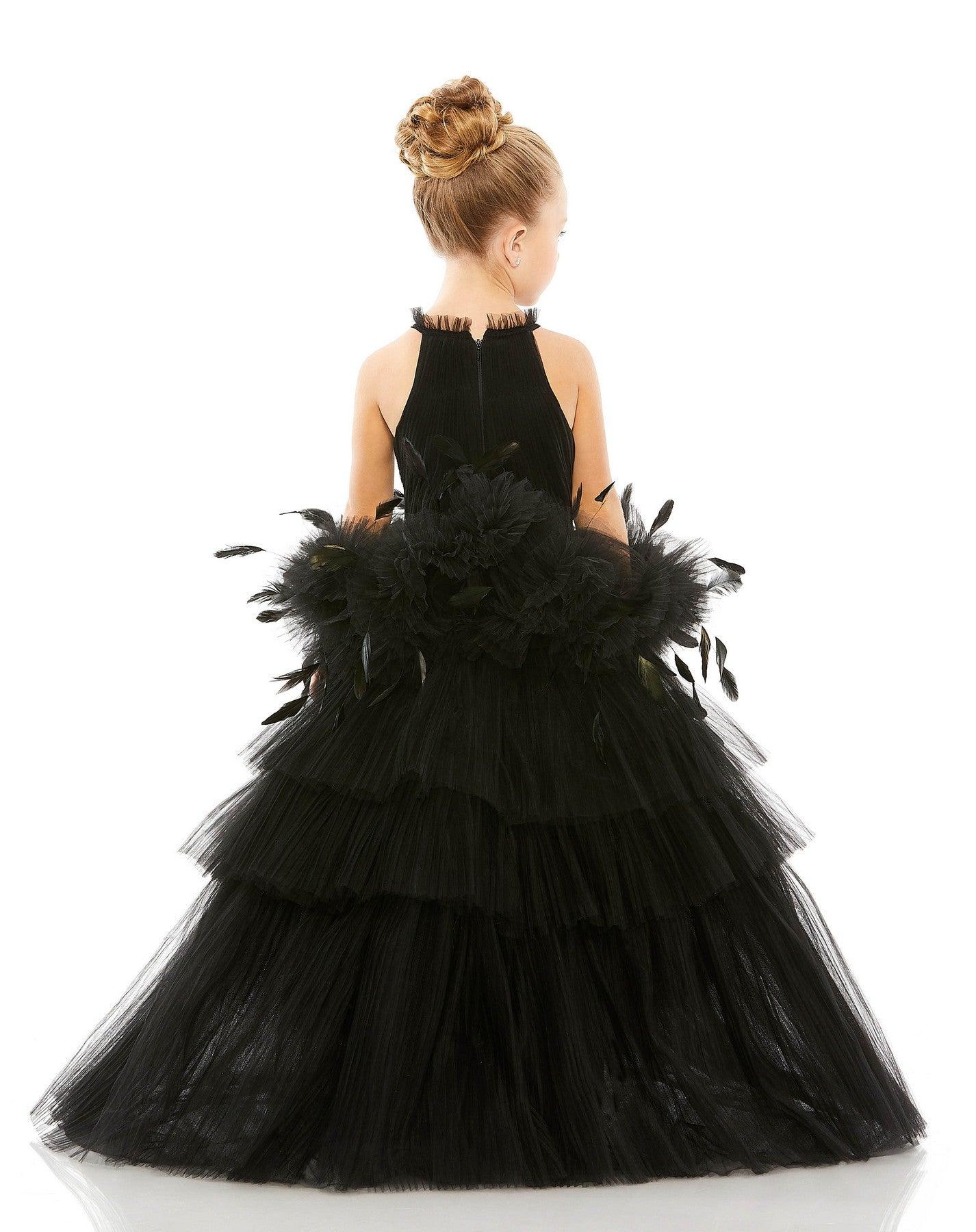 Mac Duggal 20588 Little Girls Long Ball Gown Halter Dress