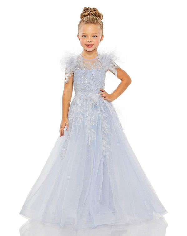 Long Flower Girl Cap Sleeve Beaded Ball Gown Cap Sleeve Ball Gown Mac Duggal 20590