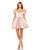 Cocktail Dresses Puff Sleeve Beaded Top Full Skirt Short Dress Blush