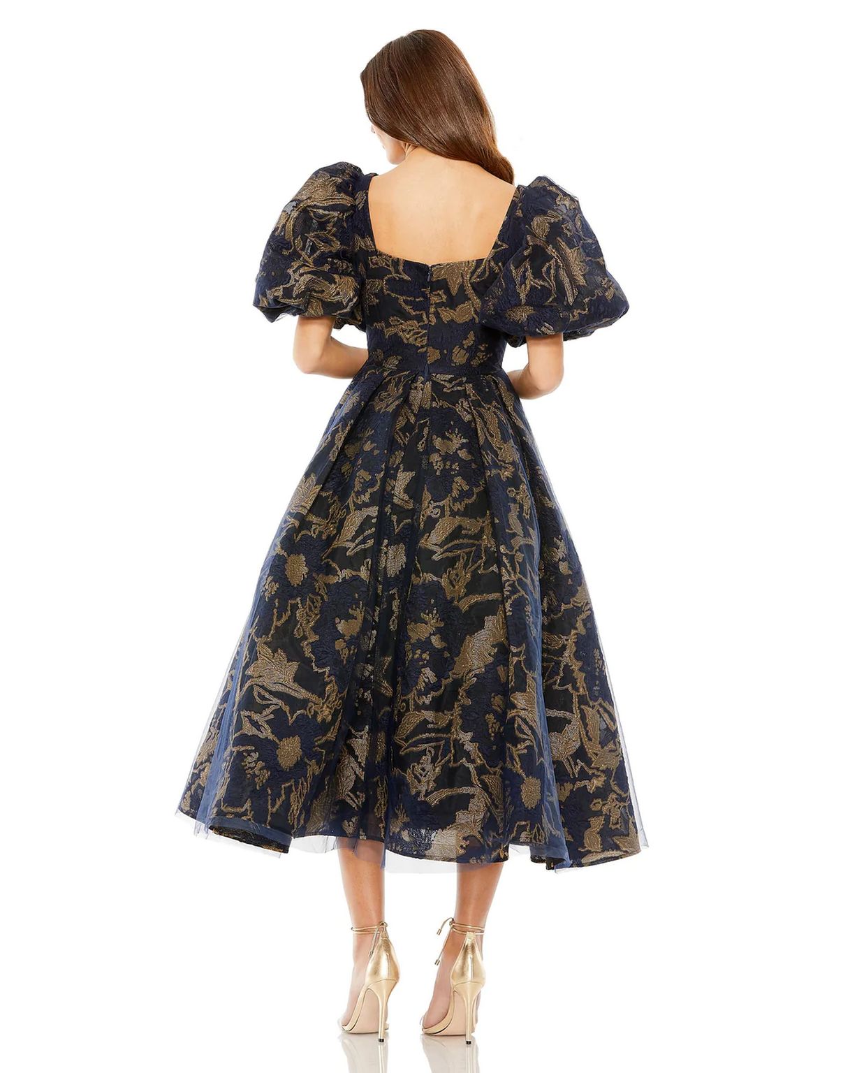 bhldn brooke puff-sleeve v-neck midi dress Puff Sleeve Brocade Pockets Midi Dress Brocade Puff Sleeve Midi Mac Du –  The Dress Outlet
