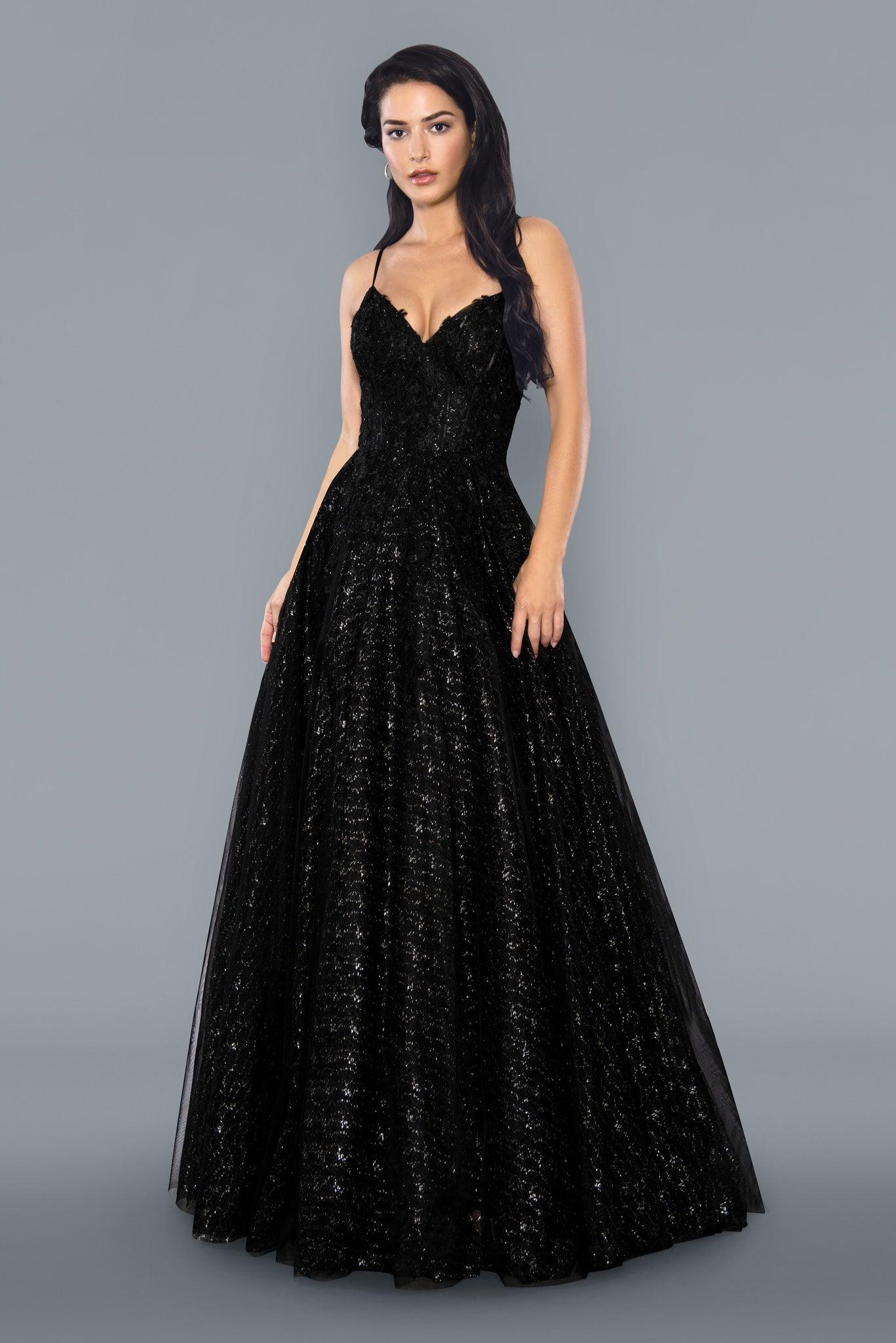 Sexy Black Spaghetti Straps Evening Dress with Split Y4393 main image 1