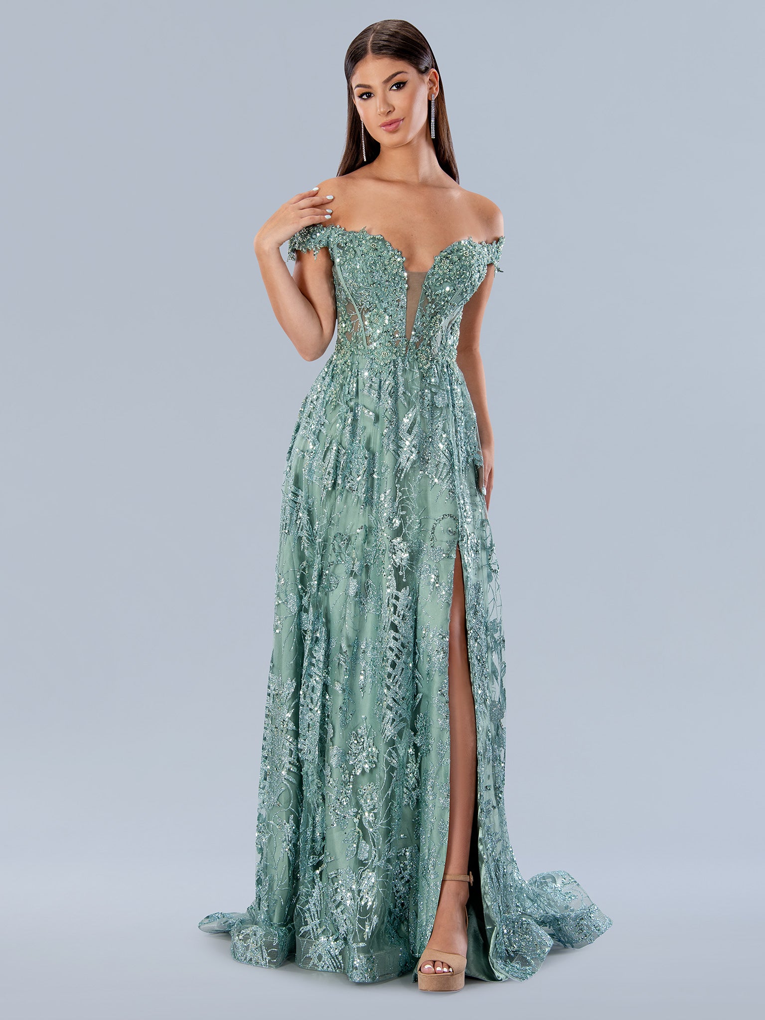 green emerald velvet dress Stella Couture 21064 Glitter Formal Long Prom Dress – The Dress Outlet