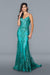 Long Sparkling Evening Gown Turqouise