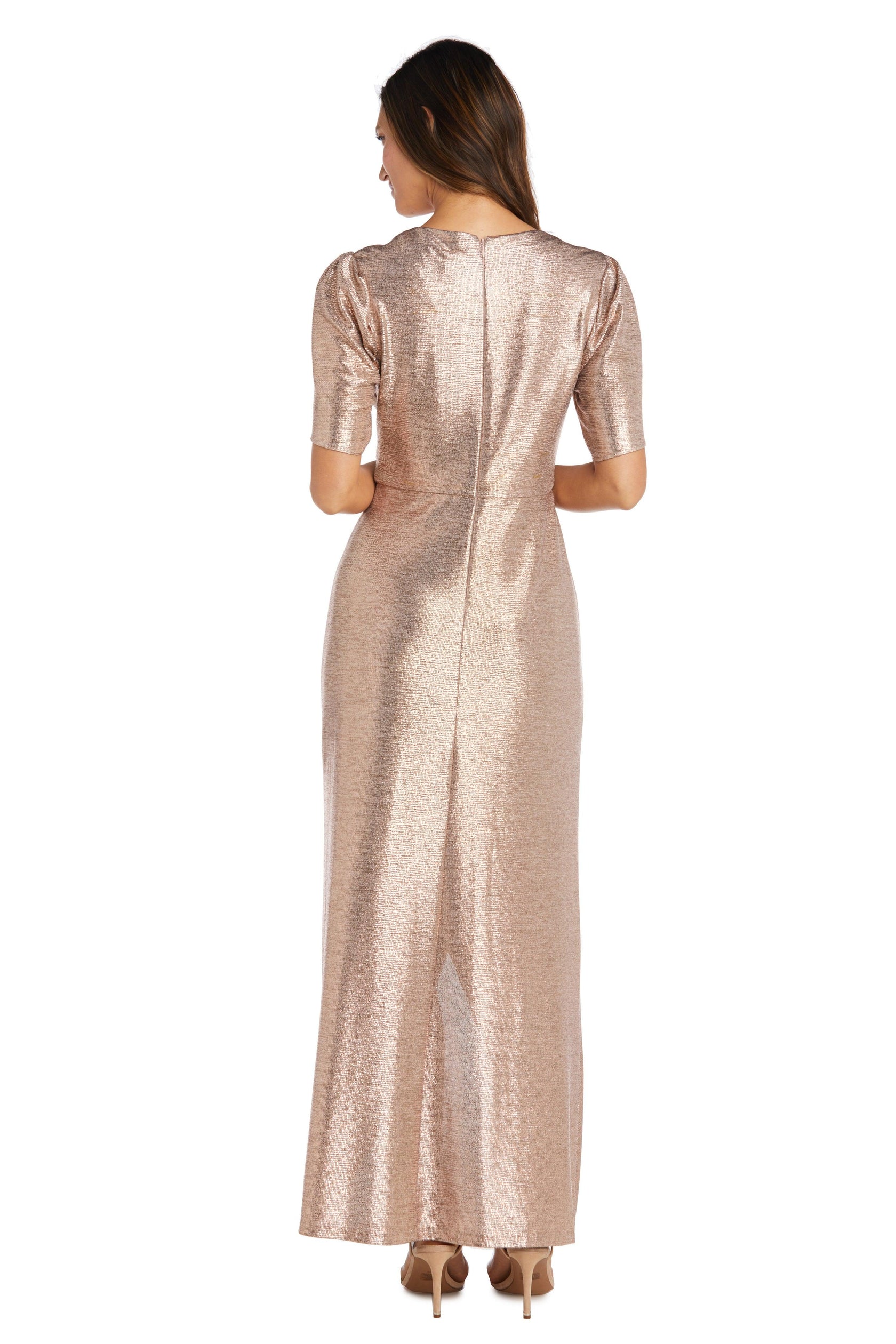 Rose/Gold Nightway Long Formal Petite Evening Dress 21977P for $82.99