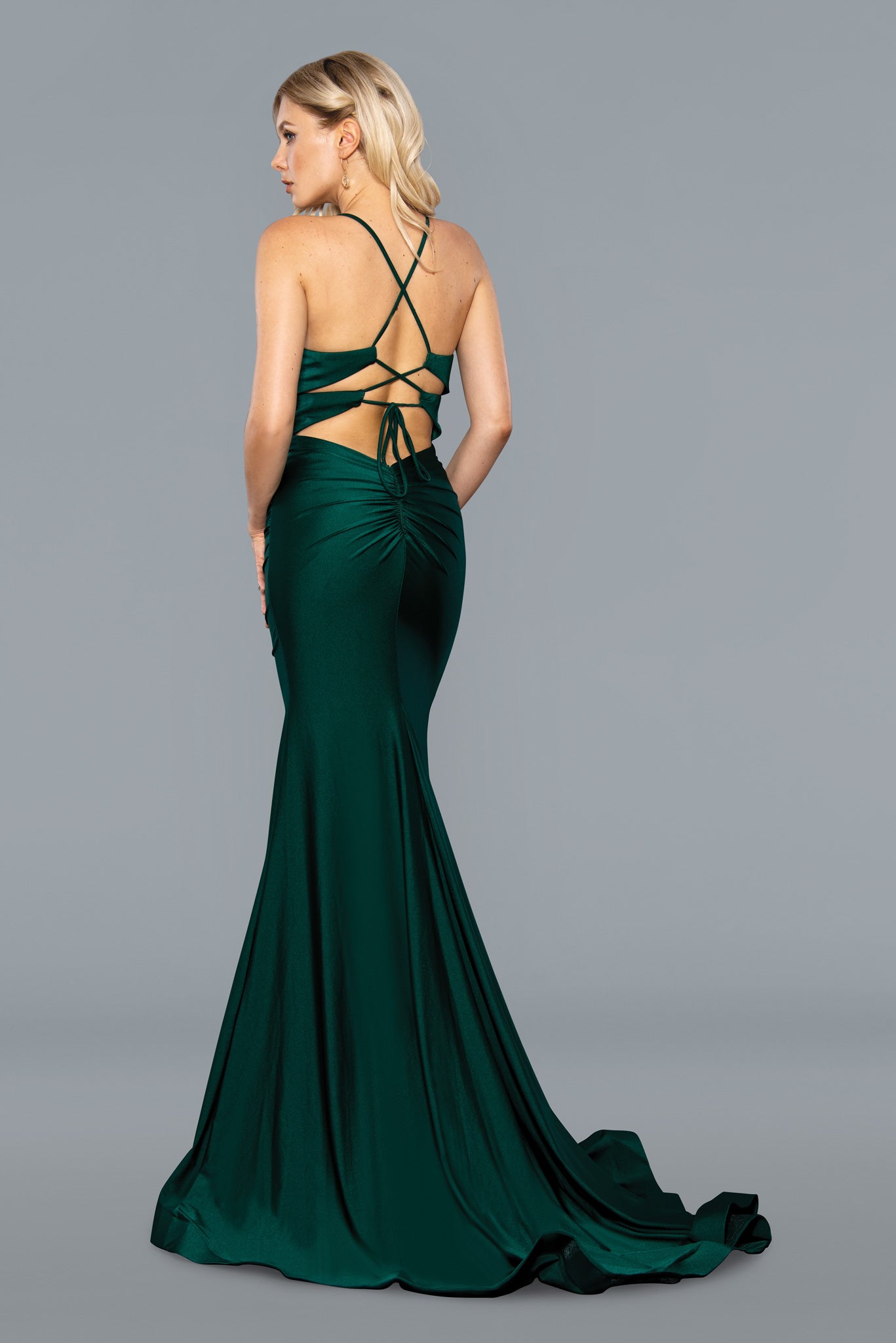 Hunter Green Stella Couture 22037 Long Formal Fitted Prom Dress
