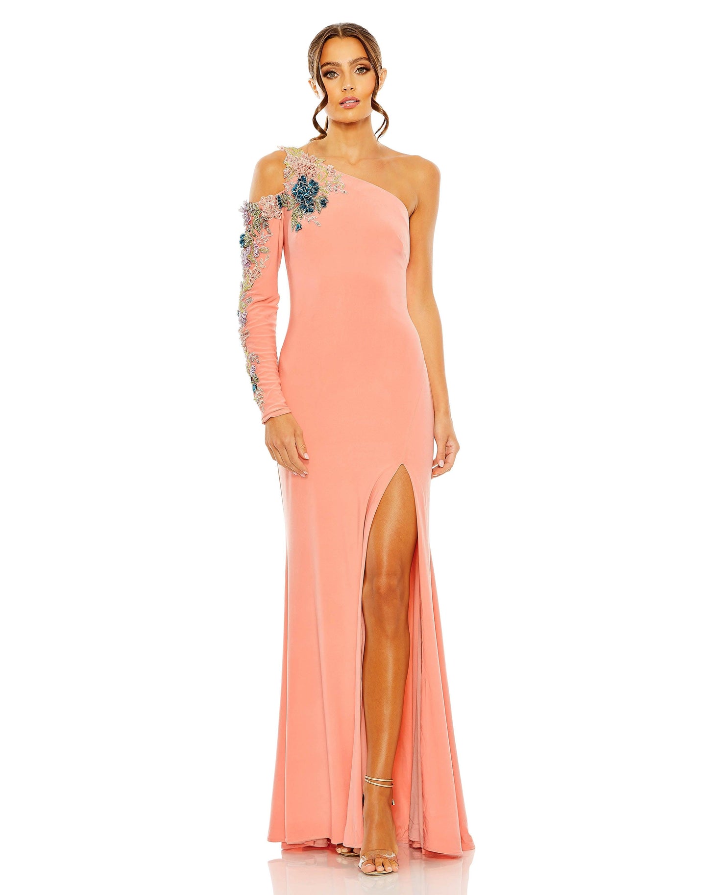 Prom Dresses Prom Long One Shoulder Formal Dress Peach Multi
