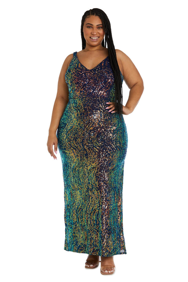 Nightway 22096W Long Evening Sequins Formal Dress
