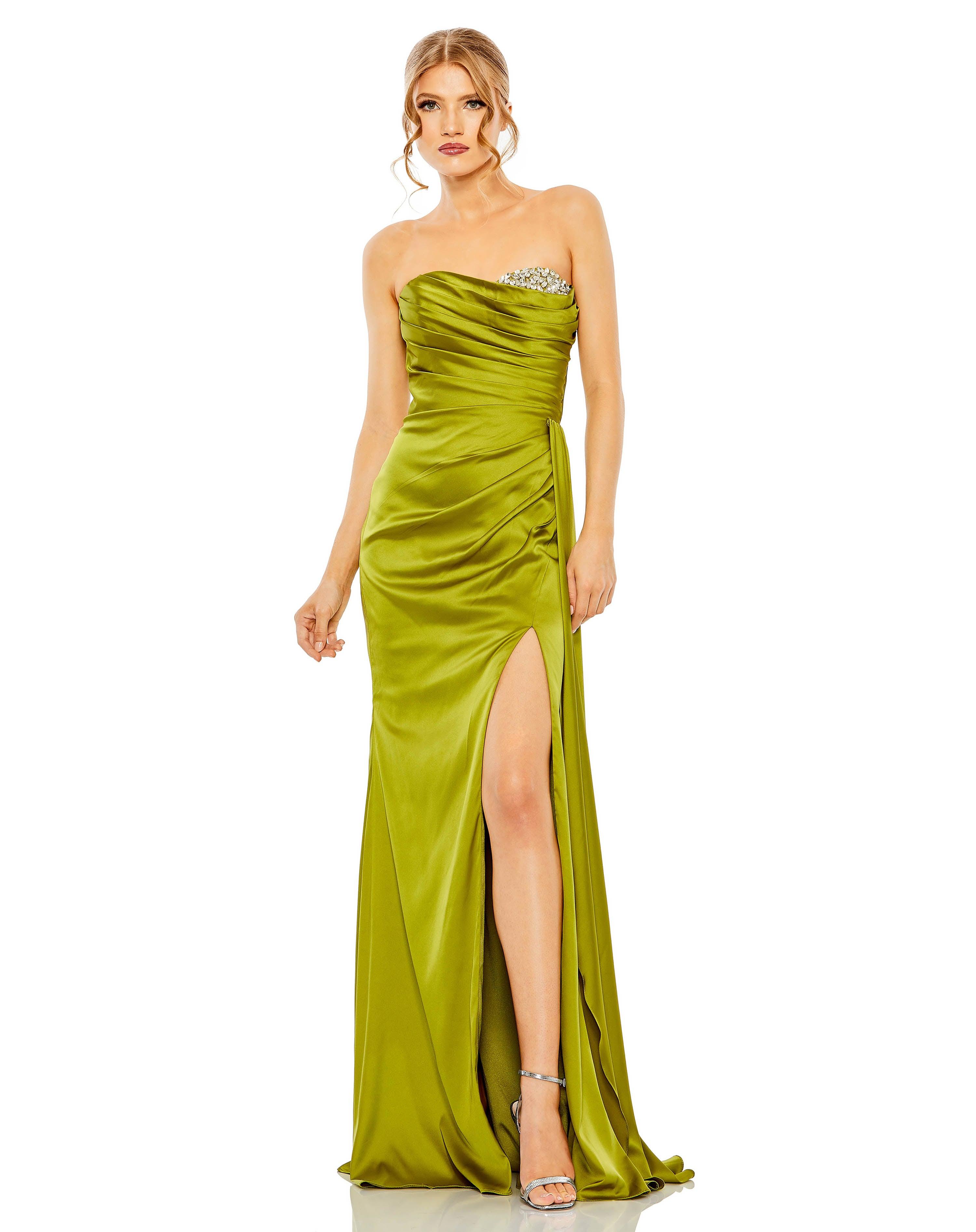 mac duggal apple green dress Green Sequin Halter Neck Open Back Dress main image 0