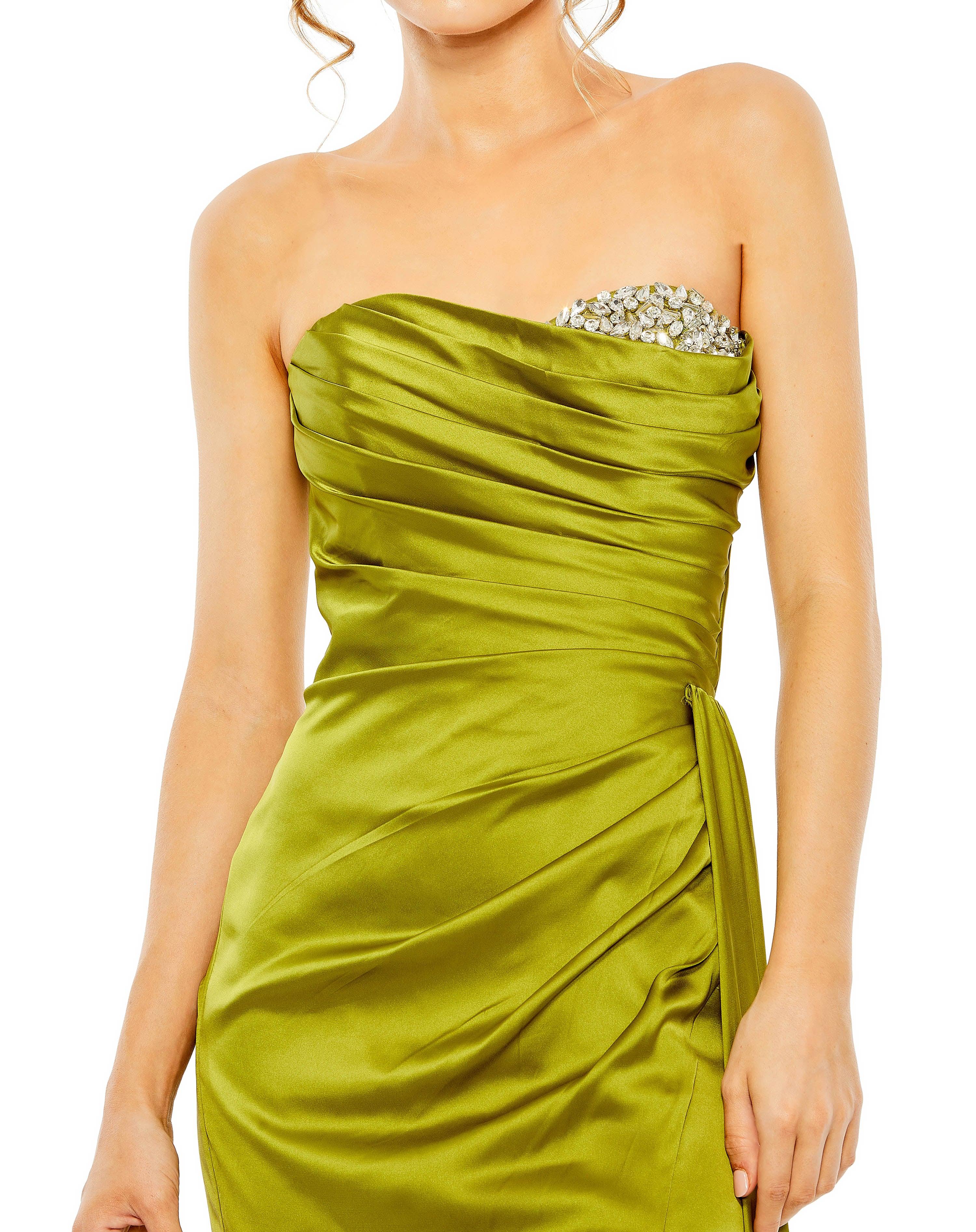 green emerald velvet dress Siaoryne Amazing Apple green Satin Prom Dress ,Buttons Bustier A-Line main image 0