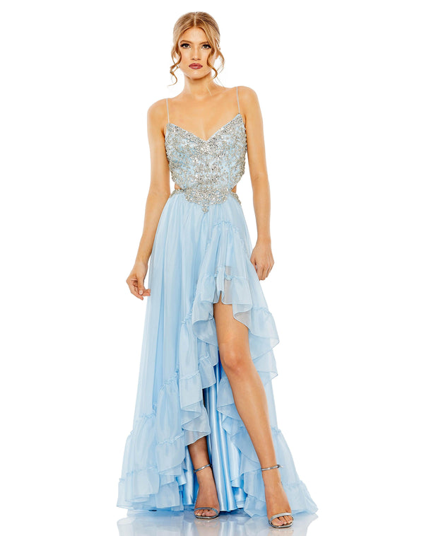 Prom Spaghetti Strap High Low Gown High Low Detail Mac Duggal 2212