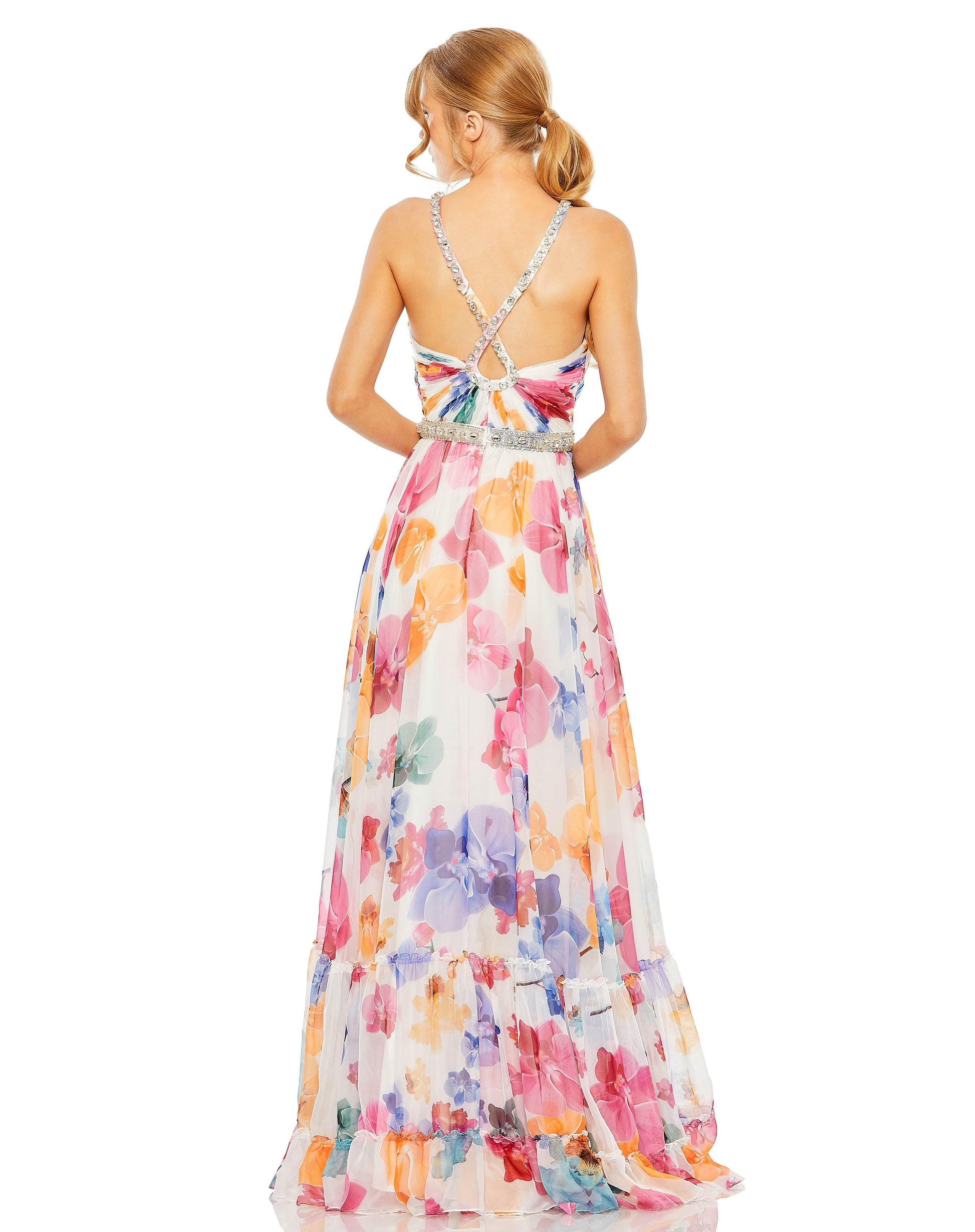 Mac Duggal 2219 Prom Long Formal Print Chiffon Dress