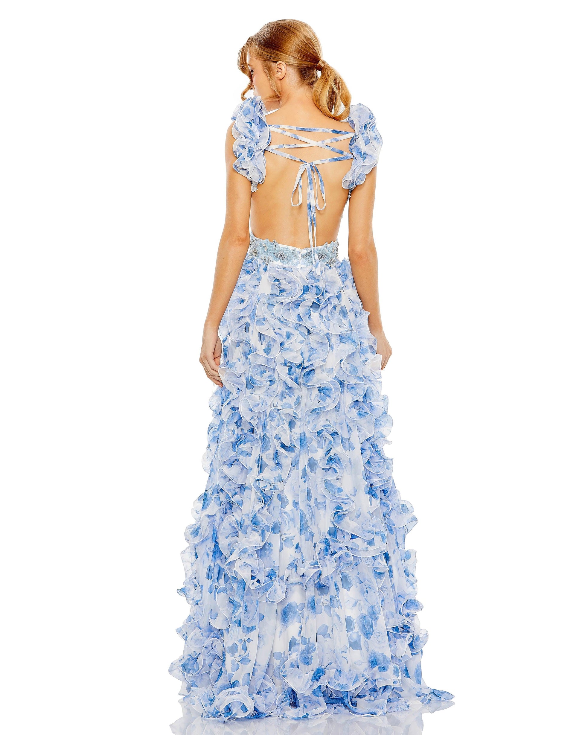 Mac Duggal 2220 Long Sleeveless Chiffon Prom Dress