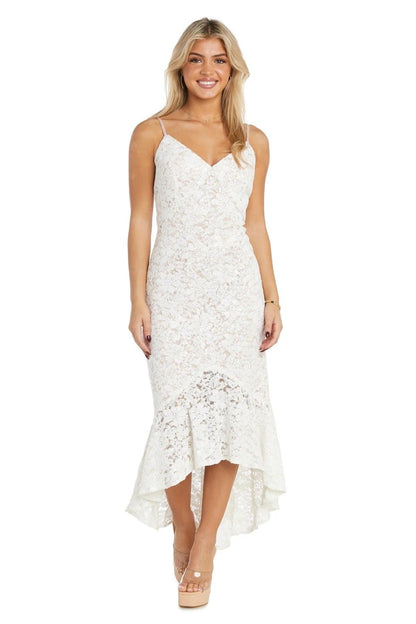 Formal Dresses High Low Formal Lace Dress Ivory/Nude