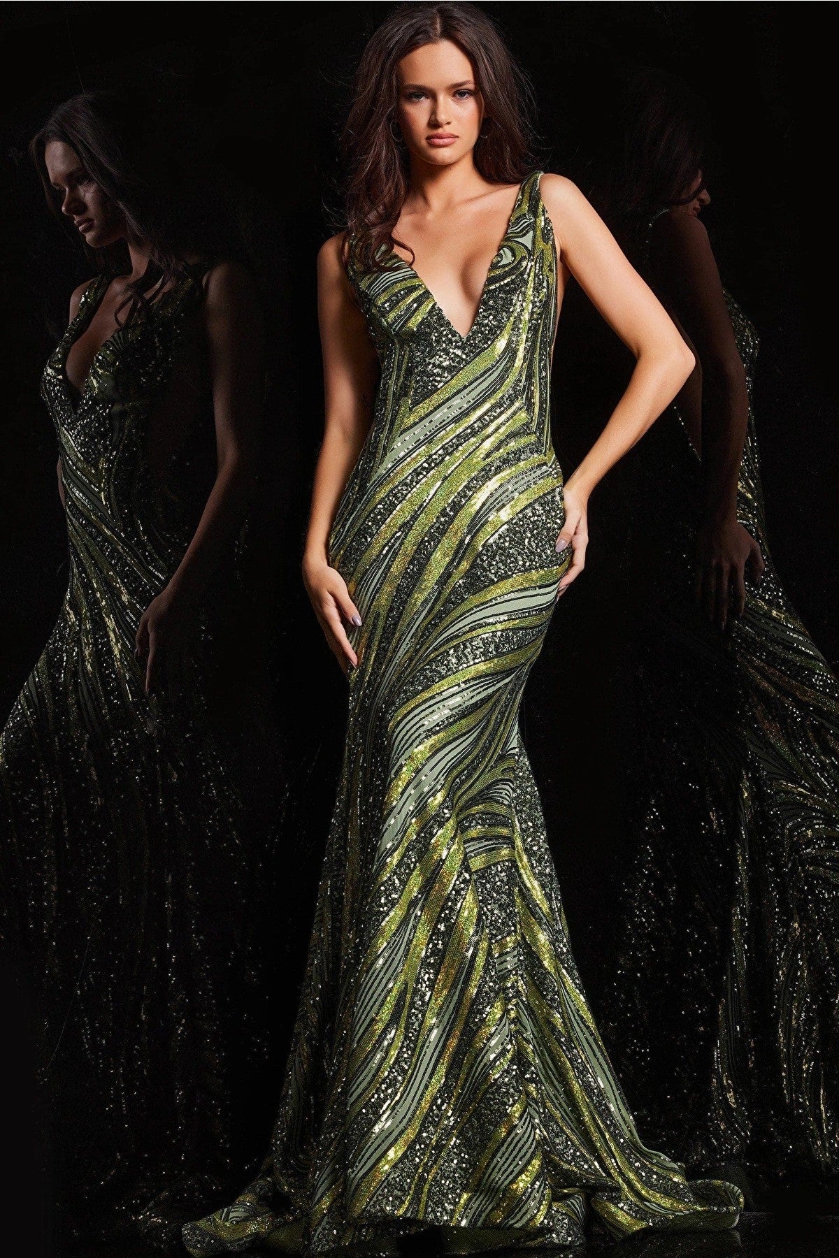 Jovani 22314 Long Sleeveless Sequin Mermaid Prom Dress