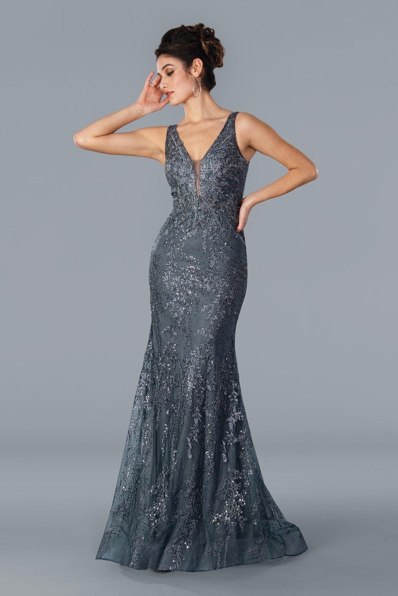 Charcoal Stella Couture 22352 Sleeveless Long Formal Dress for $419.99 ...