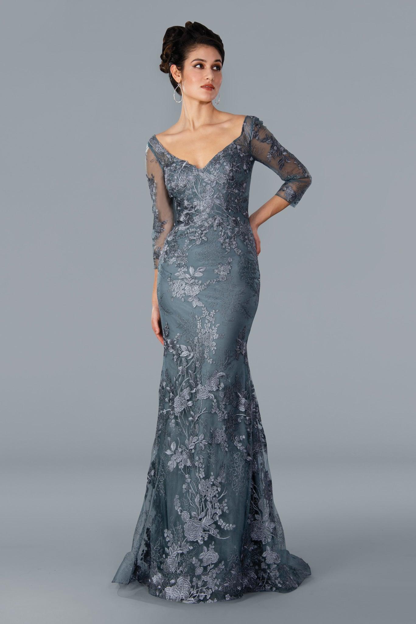 Charcoal Stella Couture 22361 Formal Mother of the Bride Long Dress for
