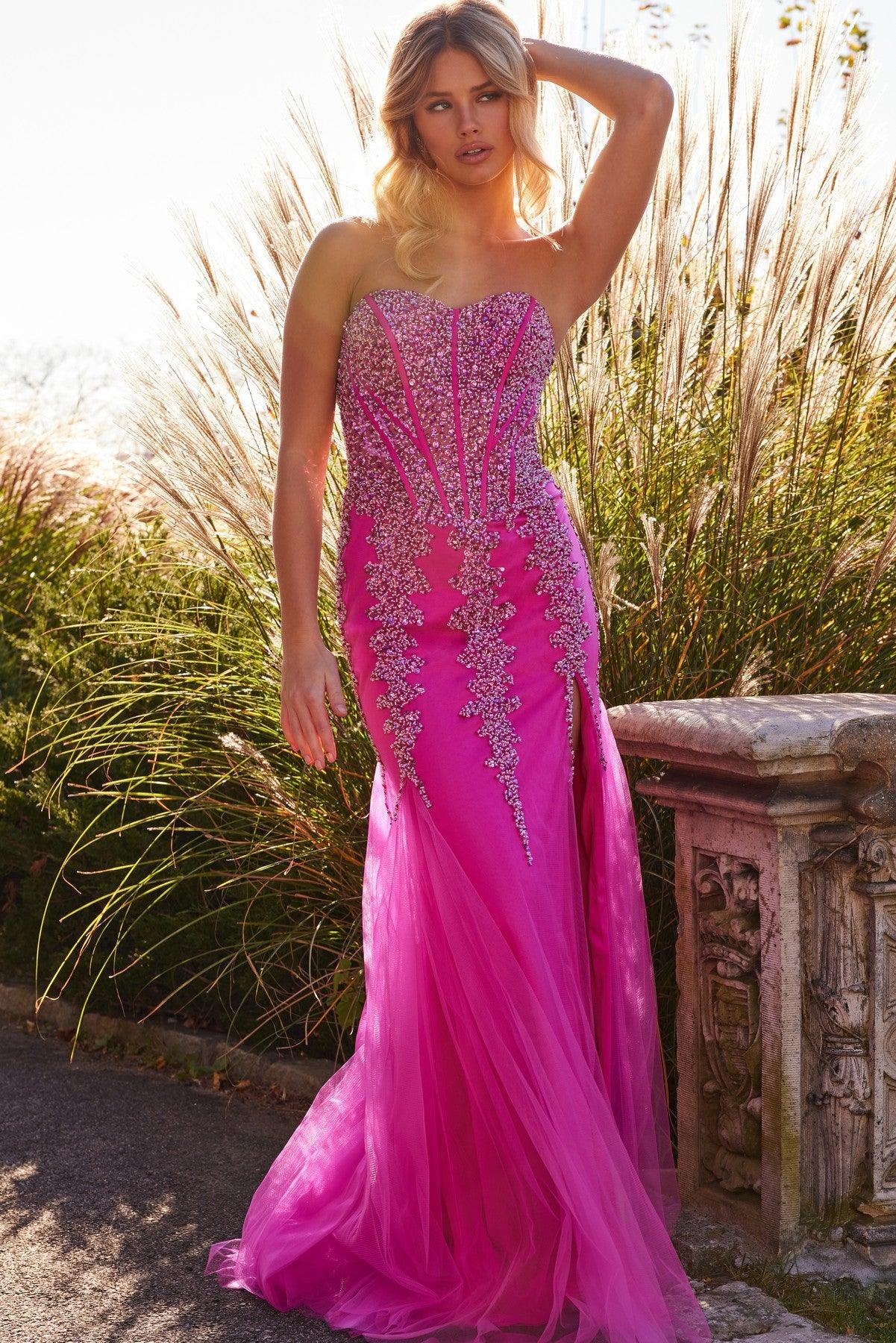 Jovani 22538 Long Strapless Beaded Prom Dress