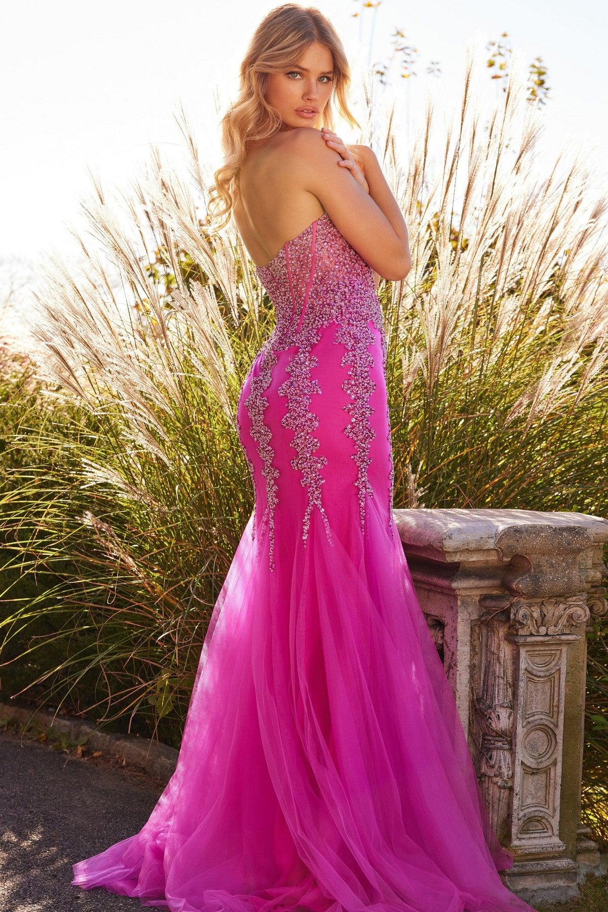 Jovani 22538 Long Strapless Beaded Prom Dress