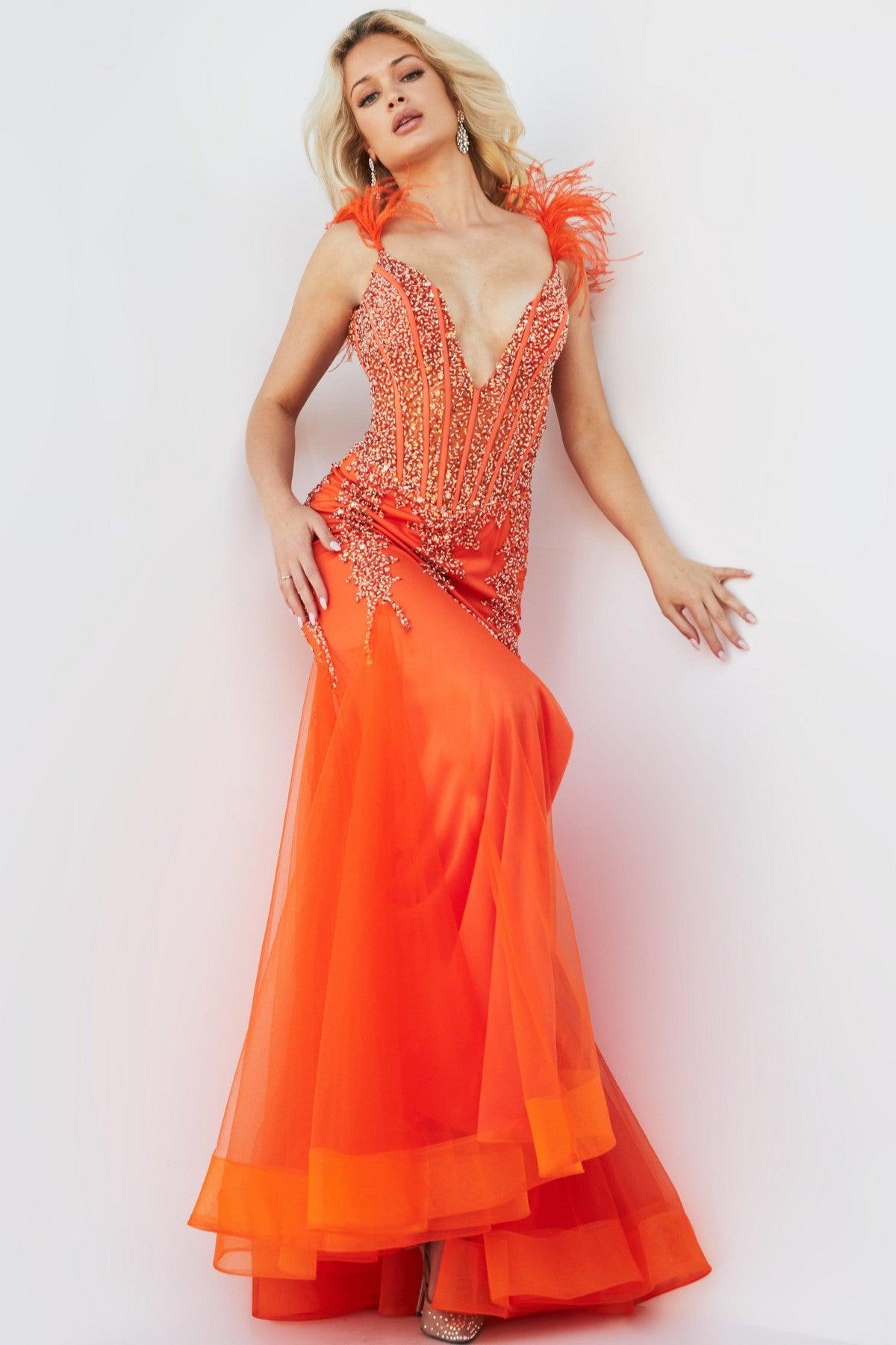 Long Beaded Formal Mermaid Prom Gown main image 0
