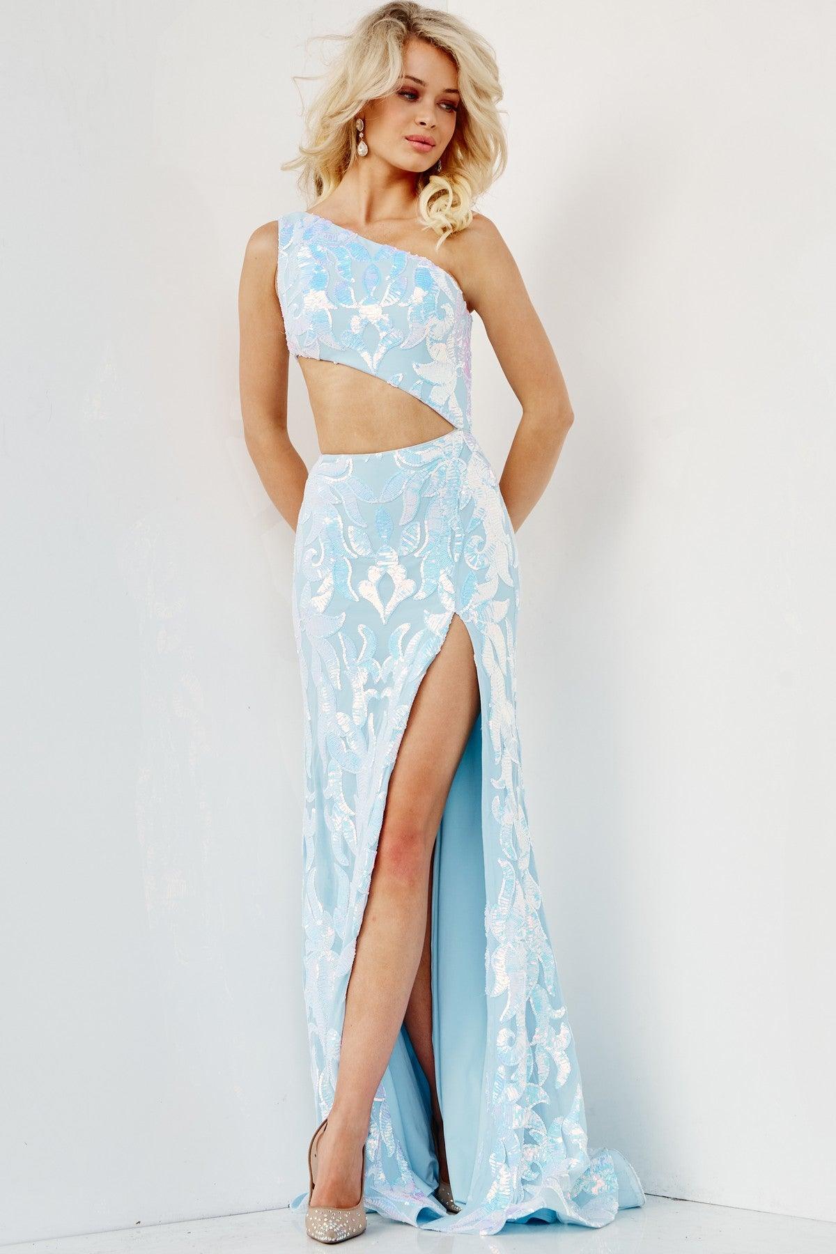 Jovani 22853 Long Formal One Shoulder Fitted Prom Gown
