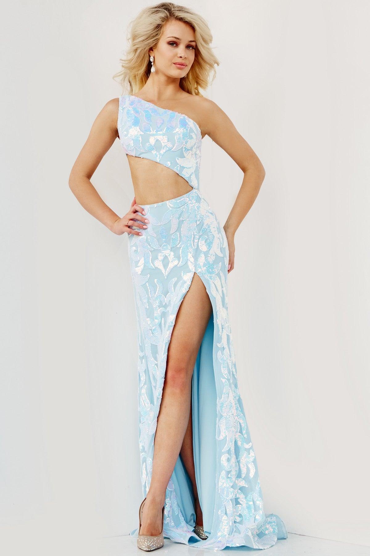 Jovani 22853 Long Formal One Shoulder Fitted Prom Gown