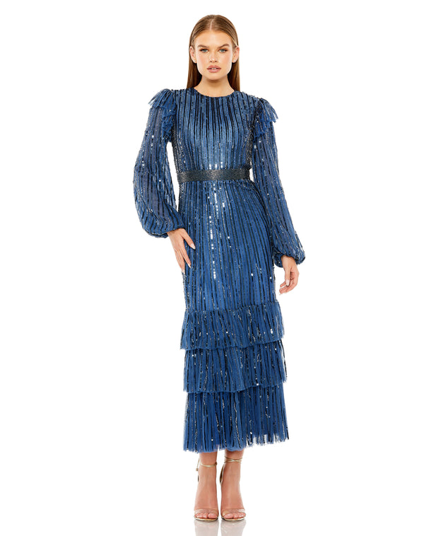 Long Sleeve Formal Sequin Dress Formal Sequin Mac Duggal 23003