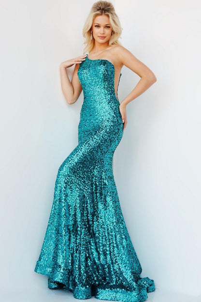 Prom Dresses Long Formal One Shoulder Fitted Prom Dress Emerald
