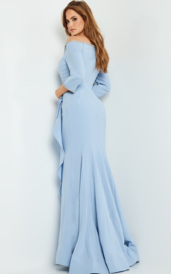 Jovani 23190 Off Shoulder Crystal Trim Ruffle Formal Dress