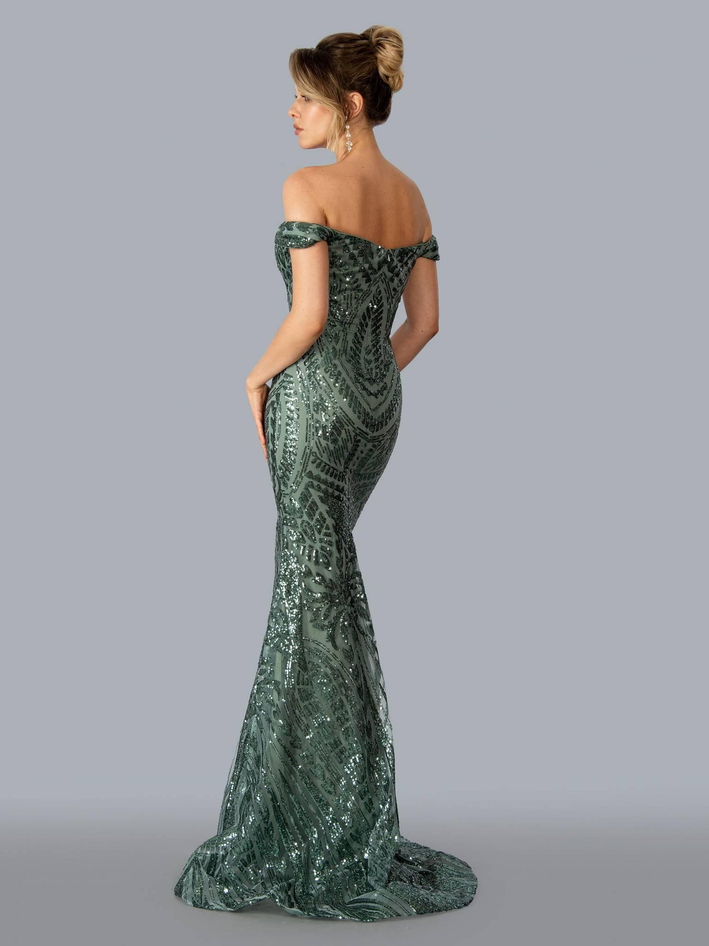 Stella Couture Long Off Shoulder Evening Dress