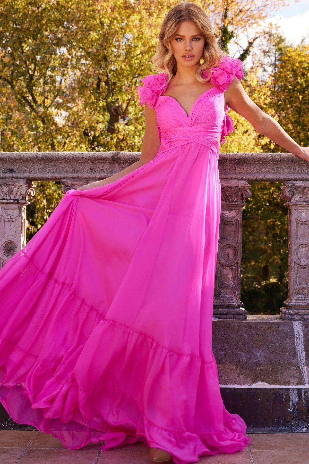 Jovani 23322 Long Sleeveless Pleated Maxi Prom Dress