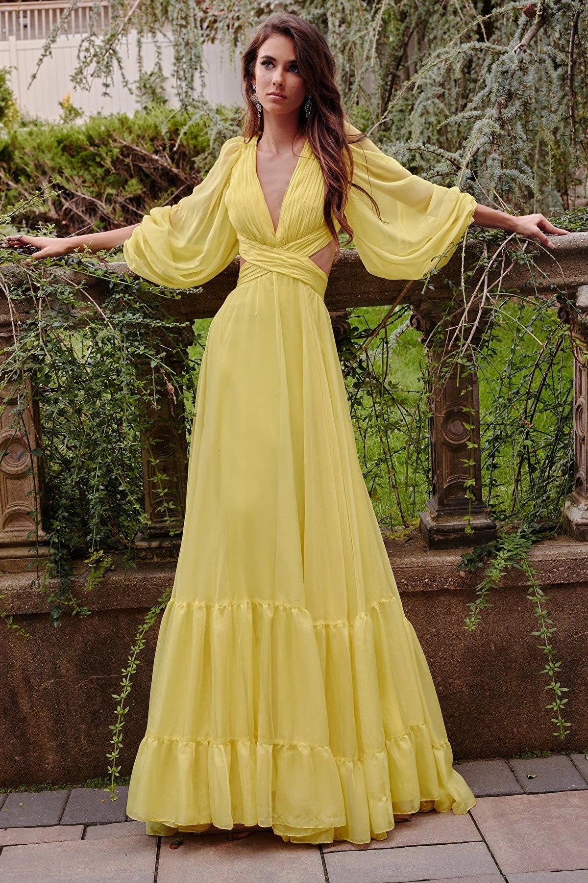 Formal Dresses Long Sleeve Maxi Formal Dress Yellow