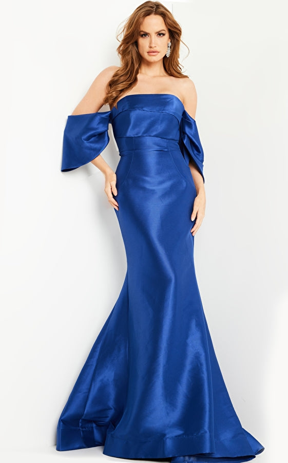Jovani 23398 Off Shoulder Formal Dress with Drape Sleeves - Indigo - Size 16 Jovani 23398 Off Shoulder Formal Dress with Drape Sleeves - Indigo - Size 16