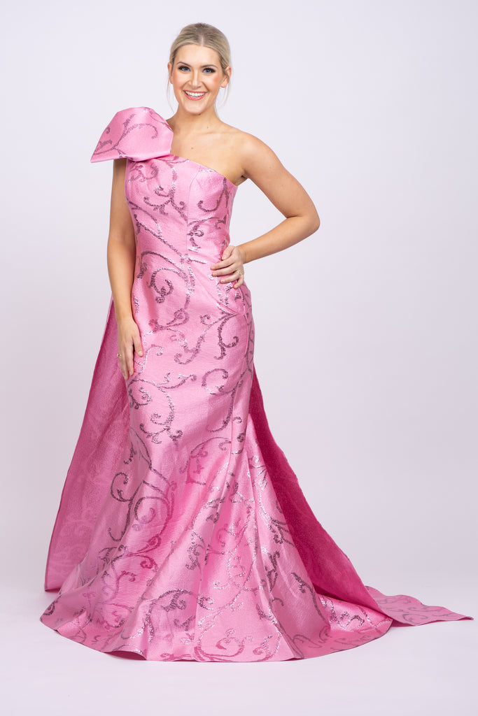 Jovani 23742 One Shoulder Cape Formal Dress with Oversized Bow - Royal - Size 14 Jovani 23742 One Shoulder Cape Formal Dress with Oversized Bow - Royal - Size 14