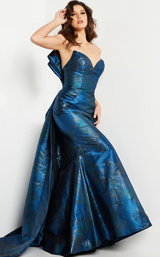 Jovani 23898 Strapless Back Bow V Neck Formal Dress