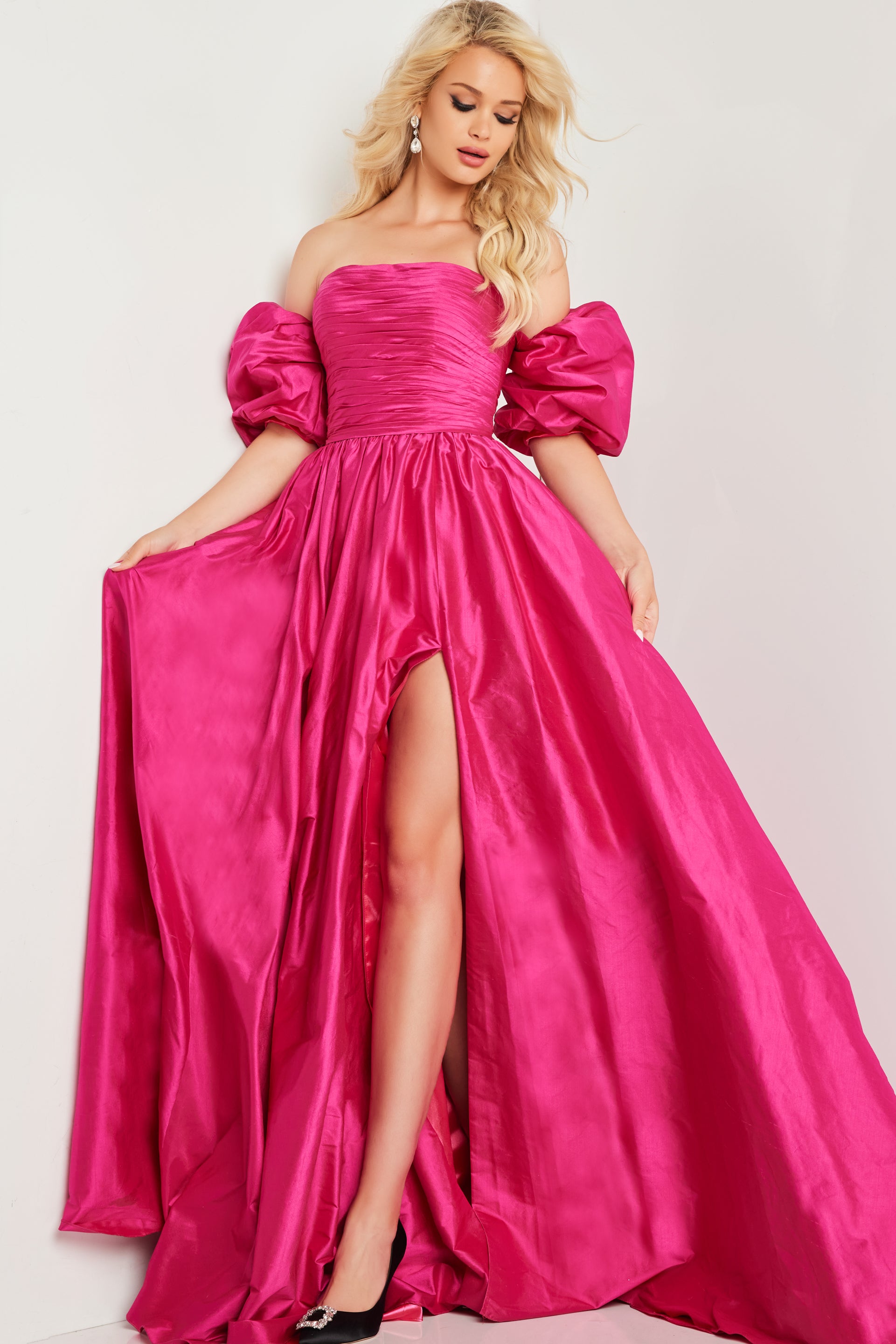 Jovani 24099 Off Shoulder Ruched Bodice Prom Dress