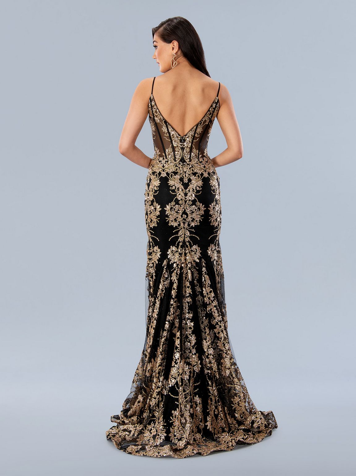 Gold Stella Couture 24159 Formal Long Sequin Prom Dress