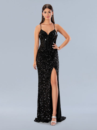 Prom Dresses Sequin Formal Long Mirror Beaded Prom Dress Black