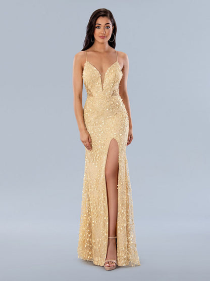 Prom Dresses Long Formal Beaded Prom Applique Dress Yellow